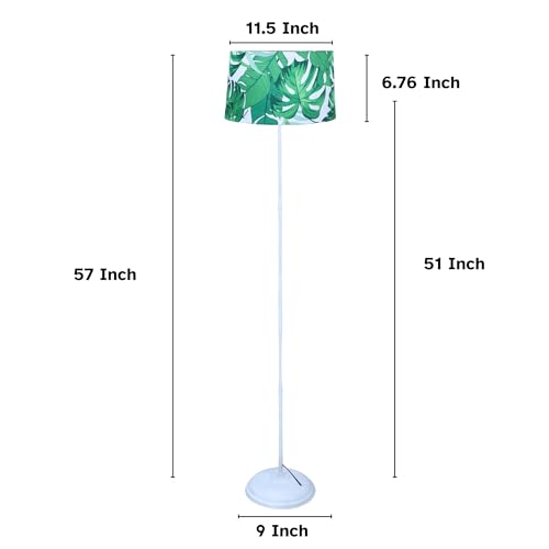 Image of tu casa White Metal-Iron Base Foldable Floor Lamps with Palm Print & Satin Shade for Bedroom, Living Room, Lounge, Office Area, Gifting Without Bulb for Home Decoration (Height - 57 inch)