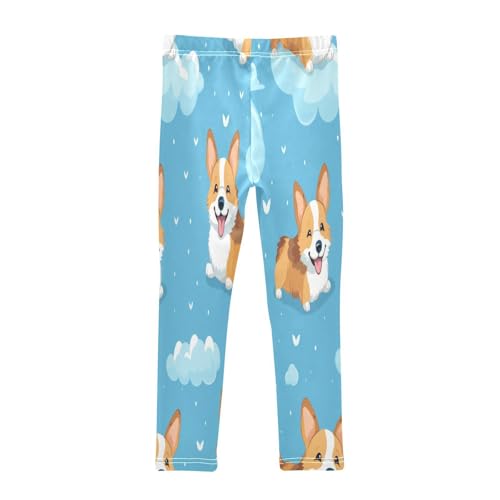 Toddler Girls Leggings Printed Yoga Pants Leggings Corgi White Cloud for Kids2