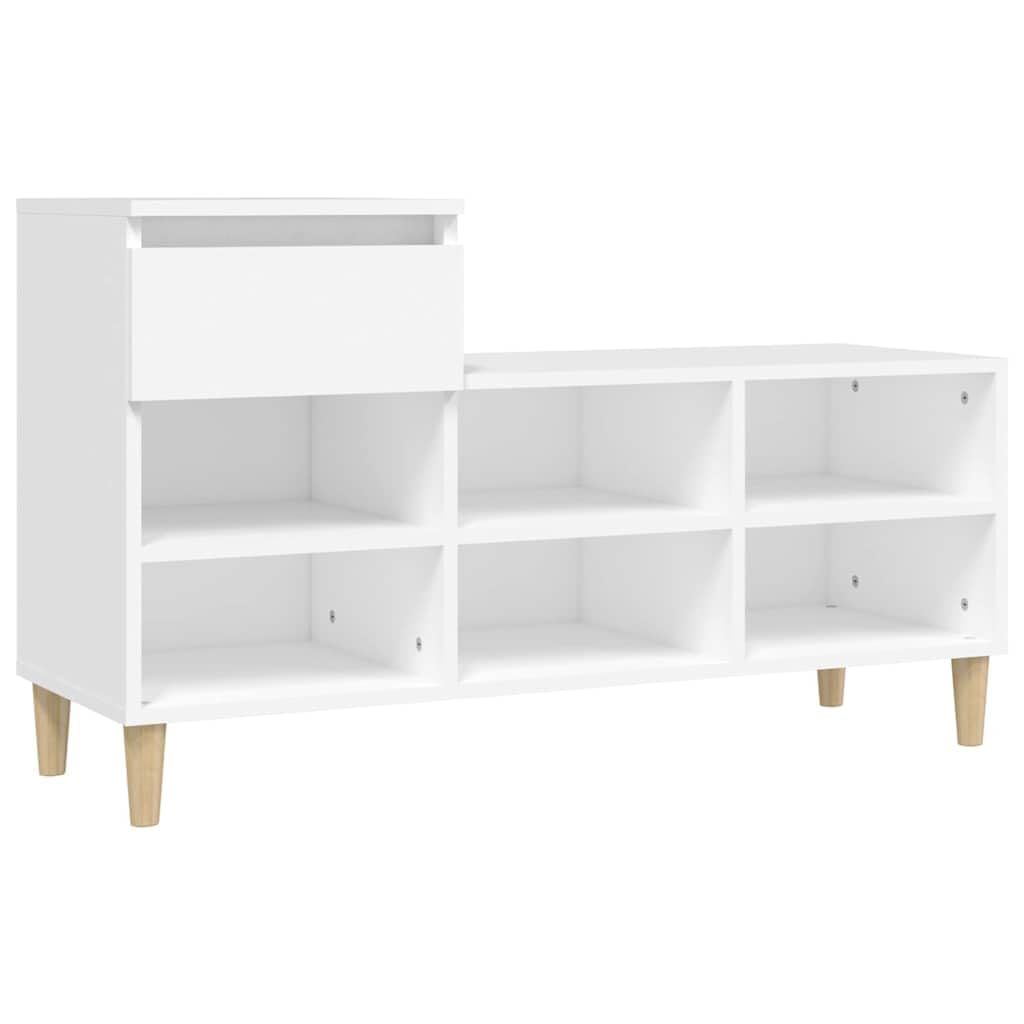 Armoire à chaussures blanc en bois avec tiroir modulable | Gain de place