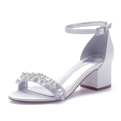 Escarpins de soirée pour mariée en satin avec bride cheville stable