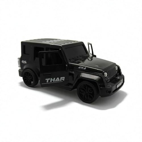 Image of The Flyers Bay 1:16 Scale Remote Control Thar Jeep 4x4 with Lights, Music, and Openable Doors | Built-in Arjan Valley Song | Rechargeable Off-Road SUV Car Toy for Kids (Thar Black)