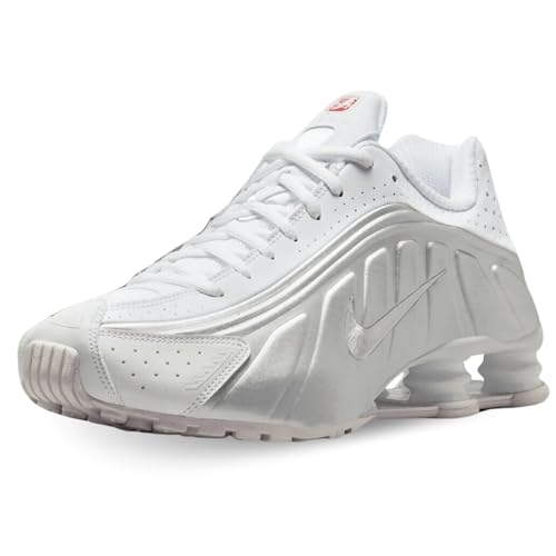 Nike Shox R4 Men's Shoes (HQ1988-101, White/White/Bright Crimson/Metallic Silver)
