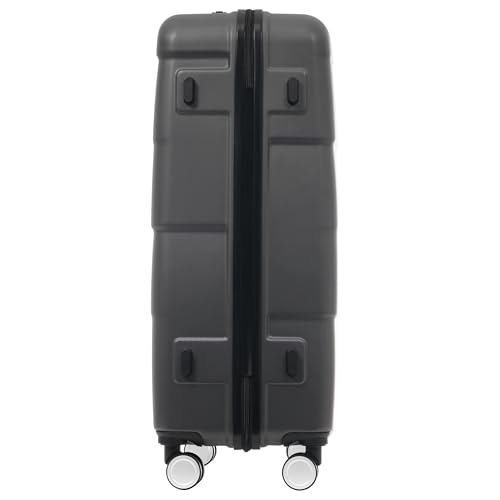 3-Piece Hardshell Luggage Sets with Double Spinner Wheels | Lightweight ABS Suitcase Set (20"+24"+28") | Side-Mounted Password Lock + Silicone Handles | Ideal for Travel & Business Trips (Charcoal)4