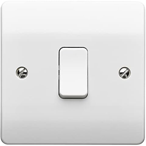 MK Electric 10 A Logic Plus 1 Gang SP 1 Way Flush Plate Switch, White Cover