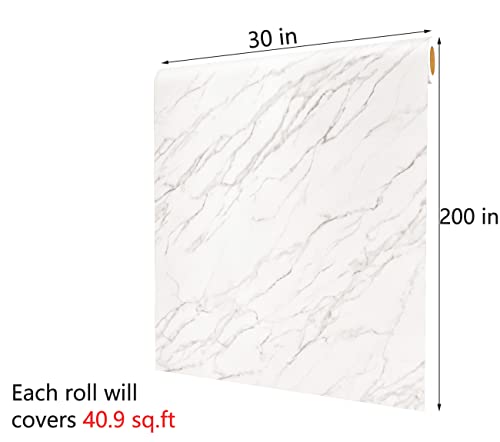 Decotalk 30"x200" Contact Paper Marble Contact Paper for Countertops Waterproof White Marble Contact Paper Matte Vinyl Countertop Wrap Removable Marble Wallpaper Peel and Stick Marble Countertop Paper - Thumbnail 7