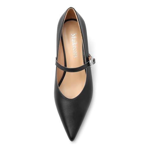 Wedge Pumps for Women Mary Jane Heels Pointed Toe Patent Closed Toe Wedge Heels Slip On Ankle Strap Heeled Dress Party Office Shoes 2.5inch3