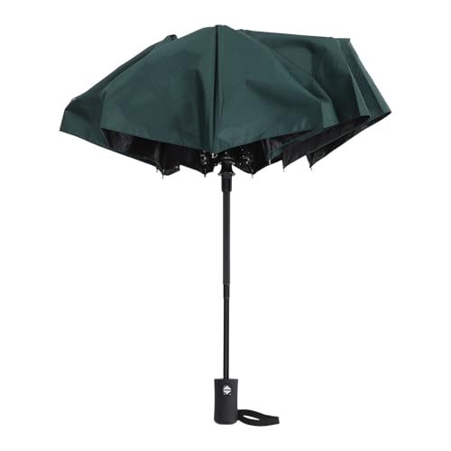 POPETPOP Paraguas Plegable Automático Verde Oscuro, Protector Solar y Ultravioleta, Resistente al Viento, Compacto y Ligero para Viaje y Lluvia, Sombrilla Portátil de Protección Solar