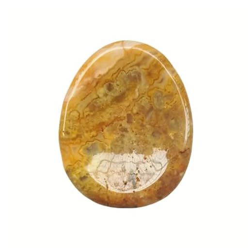 Bacatgem Natural Yellow Crazy Lace Agate Water Drop Chakra Thumb Worry Stone,Stress Relax Healing Reiki Crystal Pocket Palm Stones