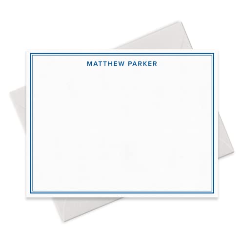 Personalized Note Cards Stationery for Men with Name and Double