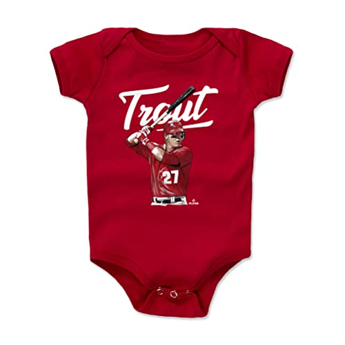 500 LEVEL Mike Trout Baby Infant One Piece Bodysuit (6-12 Months, Red) - Mike Trout Script W WHT