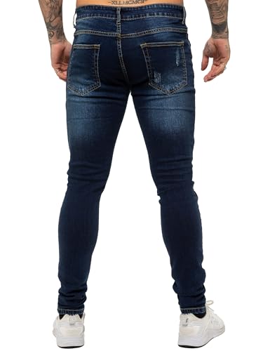 989Zé ENZO Mens Skinny Ripped Jeans Casual Stretch Distressed Denim Pants4