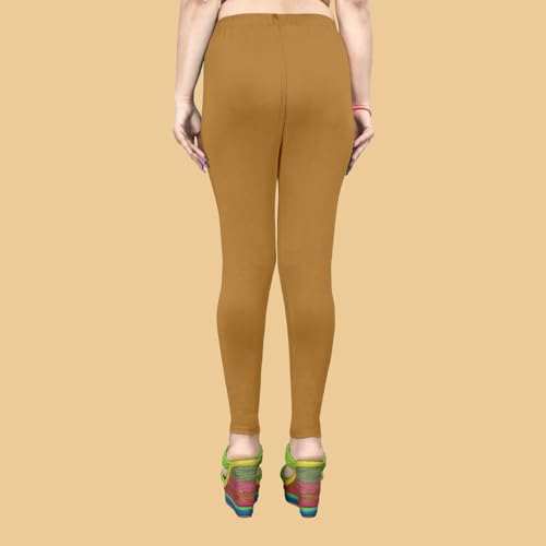Image of Women's Solid Mid Rise Slim Fit Ankle Length Leggings - Comfortable and Stylish Yoga Pants for Workout, Running and Everyday Wear