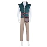 Yolata 4Pcs Adult Prince Green Costume Renaissance Prince Vest Shirt Pants Bag Halloween Cosplay Outfit (Green, XL)