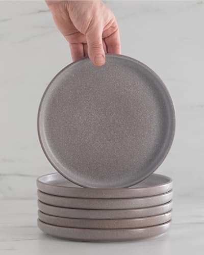 Steingut Geschirrset 6 Pers. 24-tlg Hochwertiges Urban Style TEST SEHR GUT Steingut Geschirr Set - Schüssel- und Teller Set - Tafelservice 6 Personen Geschirrsets Pure Living in matt Grau-braun