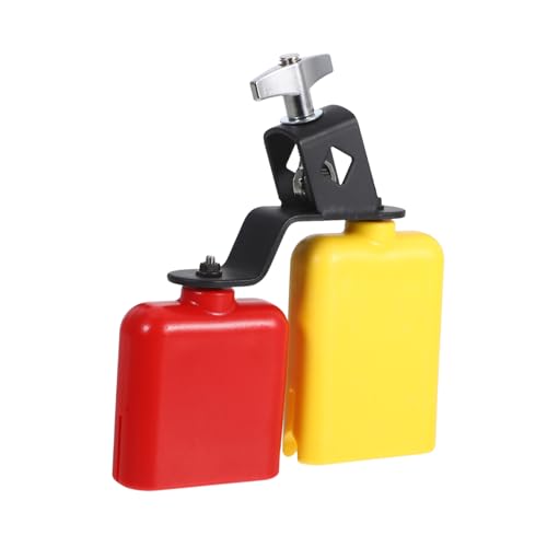 GALPADA Plastic Jam Block Drum Accessories Dual Mounted Cowbell High Low Bell Percussion Instrument Set