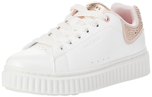Skechers Kids Girls Hi Ridge Sneaker, White/Rose Gold, 5 Big Kid