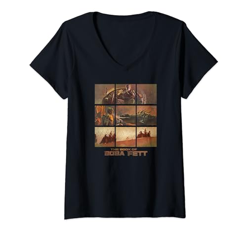 T-shirt Star Wars femme Boba Fett haut col V coton graphique mode geek