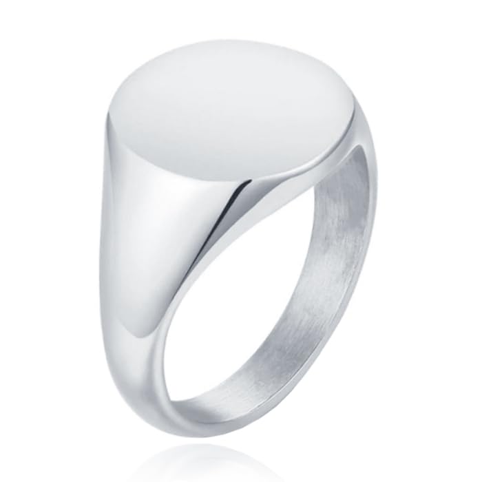 Bague sceau femme or acier inoxydable 19mm sans pierre chevalière métal