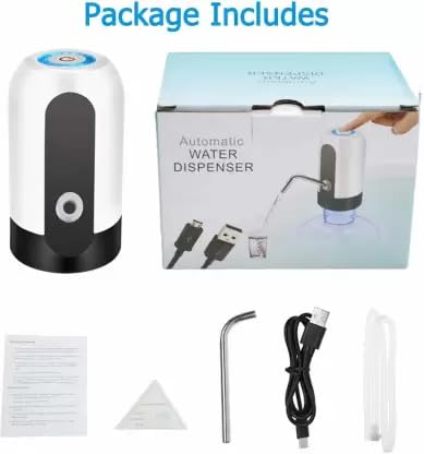 Worldwide e-Mart Automatic Wireless Water Dispenser Pump for 20L Bottle | USB Rechargeable Water Can Pump | Portable Electric Drinking Water Dispenser for Home, Office & Travel Uses (Black/White) 1