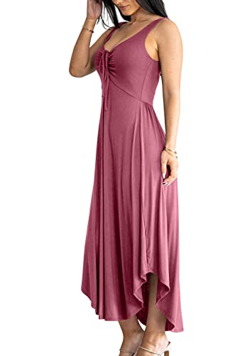 Image of Langwyqu Womens 2026 Summer Sleeveless Tank Dress Empire Waist Asymmetrical Flowy Casual Maxi Dresses