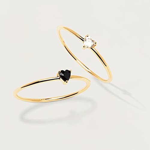 PDPAOLA -Black Heart Ring Gold - Argento Sterling