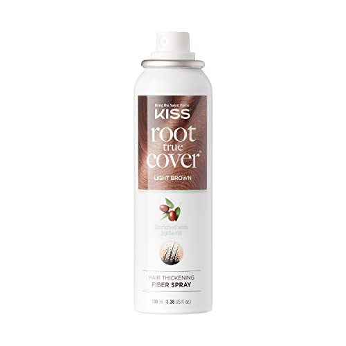 Kiss Root True Cover Hair Thickening Fiber Spray, Root Touch Up And Gray Concealer, Korean Hair Care With Jojoba Oil, Light Brown, 3.38 Ounces #TOP4