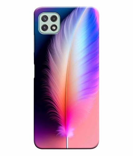 Image of Printed Hard Back Case Cover & Compatible for Samsung Galaxy A22 5G | Colourful Feather (Multicolor) - D1181