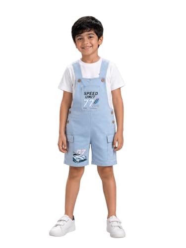 Image of KiddoPanti Unisex Denim Cargo Dungaree Shorts | 69.1% Cotton 29% Spun Poly 1.9% Spandex | Above Knee Length | Soft Breathable Summer Dungaree