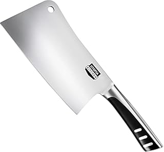 Utopia Kitchen Cleaver Knife Chopper Butcher Knife Stainless Steel for Home Kitchen and Restaurant (Black, 7 Inch)