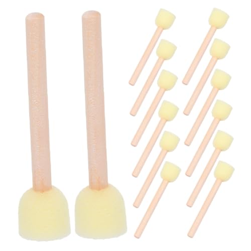 ARTIBETTER 40 Piezas Pincel de Esponja Kits de Esponja de Pinceles de Pincel Infantil Pinceles de Color para cepillos de Suministros de Arte Madera Amarillo