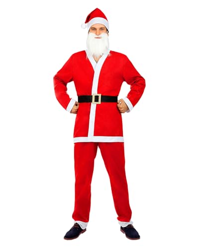 Funidelia Disfraz de Papá Noel para hombre, Incluye pantalón, cinturón, chaqueta y gorro, Navidad - Traje para adultos para fiestas, Carnaval y Halloween - Talla M