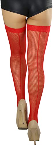 Image of ToBeInStyle Women's Fine Classic Fishnet Thigh High Stretch Nylon Novelty Stockings