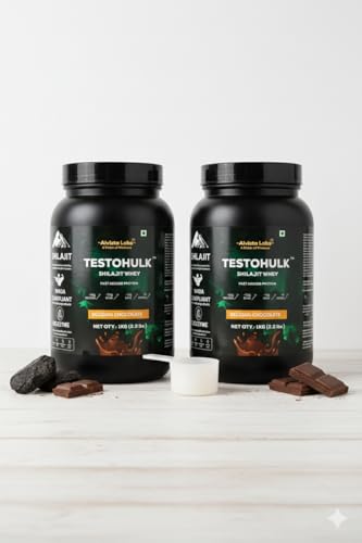 Image of Alvista Labs TestoHulk 2-in-1 Whey Protein | 25g Protein with Himalayan Shilajit & Ashwagandha | Muscle Building & Explosive Stamina | Belgian Chocolate - 1kg