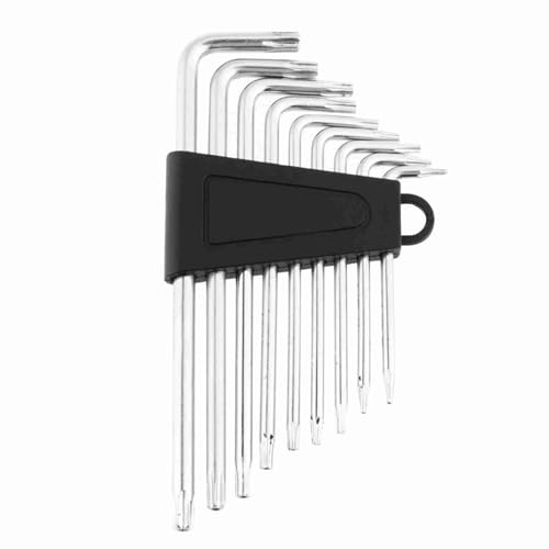 Ausla Hex Key Set, 9pcs Heat Treated CRV Steel Long Arm Small Star Hexagon Keys Torx Allen Key Set L-Wrenches T6 T7 T8 T9 T10 T15 T20 T25 T27 for Home Use and DIY