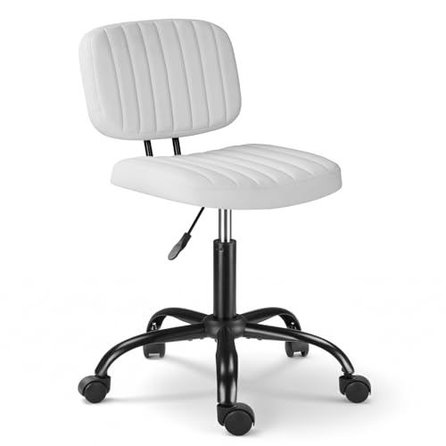 Alightup Tabouret de Bureau à roulettes avec Dossier, Rotation à 360° (Blanc 2, 1)