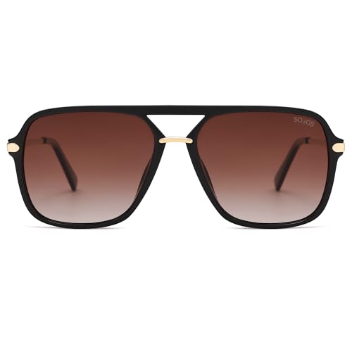 SOJOS   Gafas de sol para mujeres y hombres, cuadradas, retro, lentes polarizadas, tipo aviador moderno, estilo de los 90, 54 17 147