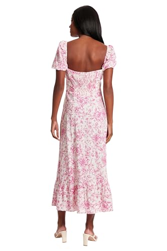 Image of London Times Womens Square Neck Smocked Back Linen Blend Flattering Versatile Spring Summer Garden Party