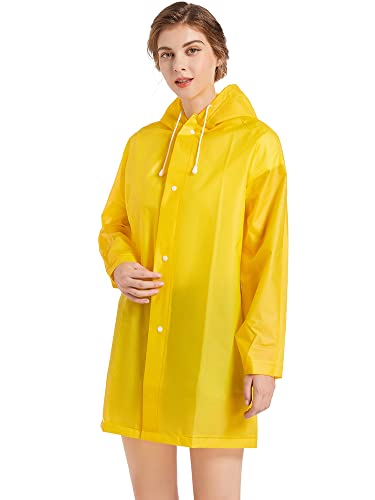 LANSHULAN Women Yellow Raincoat Jacket,Unisex Kids Clear EVA Rain Coat Costume4