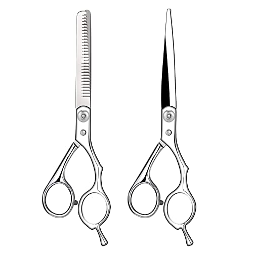 2 Peças Tesoura de Corte de Cabelo Tesoura de Desbaste Profissional E Kit de Tesoura de Barbeiro par