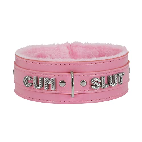 paloli Rosa Choker Halskette für Frauen Leder Choker Halskette Fluffy Punk Leash Gothic Cosplay Sexy Schmuck
