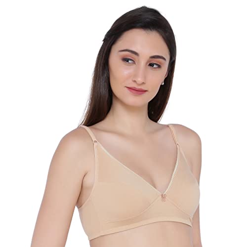 Image of Laavian Women's Wirefree Non Padded Plunge Neck Bra with Elasticated Support Band and Adjustable Shoulder Straps