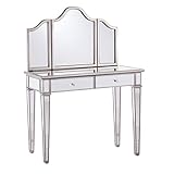 SEI Furniture Kalla Mirrored Vanity Set w/Storage – 2pc, Silver