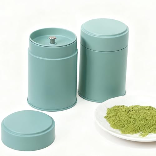 Image of 3-Pack Tea Tin Canister with Airtight Double Lids, 14 Fl Oz Tin Can Box and Round Kitchen Canisters for Loose Tea, Coffee, Candy, Herbs and Matcha Powder (Blue, 2.95 * 4.25'')