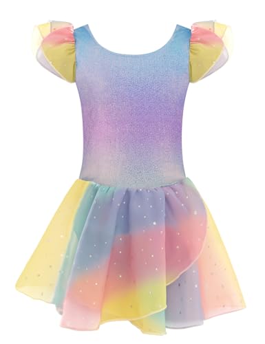 Image of Arshiner Girls Ruffle Sleeve Ballet Dance Dress Tutu Skirted Leotard