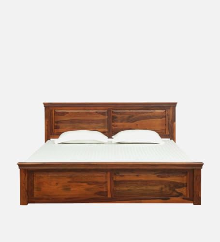 Image of Solid Sheesham Wood King Size Bed | King Size Bed Without Storge | 100 Pure Solid Sheesham Wood Bed | Living Room Furniture | Home and Office Furniture | with Brown Colour | (Brown7)