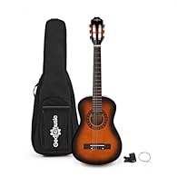 Comes with guitar bag, tuner and strings Perfect for young beginners Nylon strings are soft and forgiving on small hands Robust and durable build quality