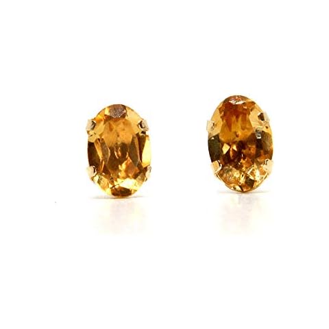 9ct Gold Oval Cut Citrine Stud Earrings Cover