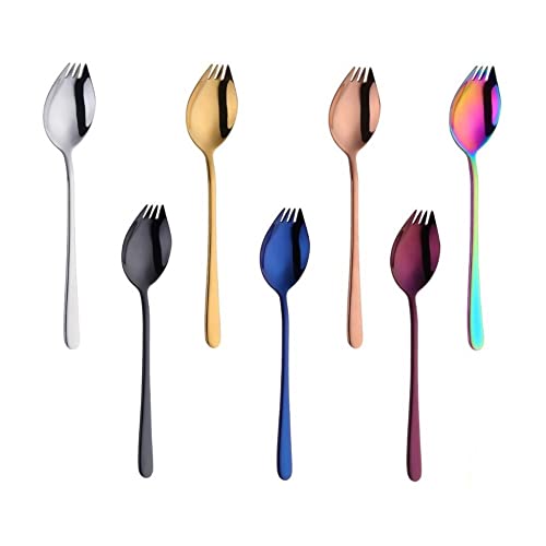 TUPMFG Tenedor (cuchara) de acero inoxidable 3 en 1, tenedor de cena, cuchara para sopa, ensalada, cuchara para pasta, para frutas, pasta, adecuado para camping familiar y picnic al aire libre Cover