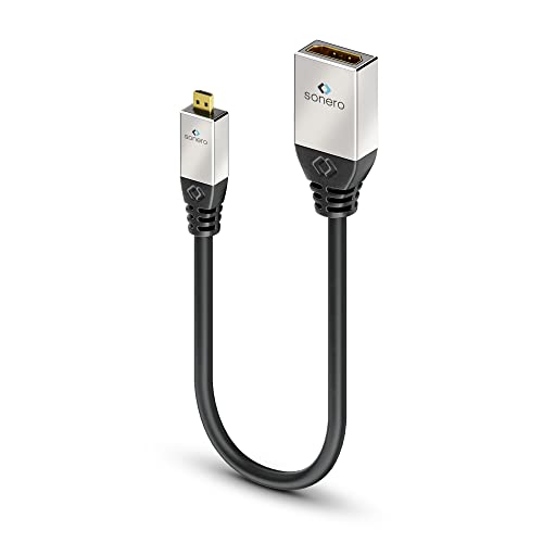 sonero® adaptateur micro HDMI haute vitesse Premium avec Ethernet, 0,25 m, UltraHD / 4K / 60 Hz, 18 Gbps, noir Cover