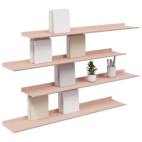 vidaXL Étagère Murale avec étagère 4 pcs Rose 100 x 18 x 2,5 cm, Étagère murale rectangulaire, minimaliste, pour salon, solution de rangement durable, organisateur élégant